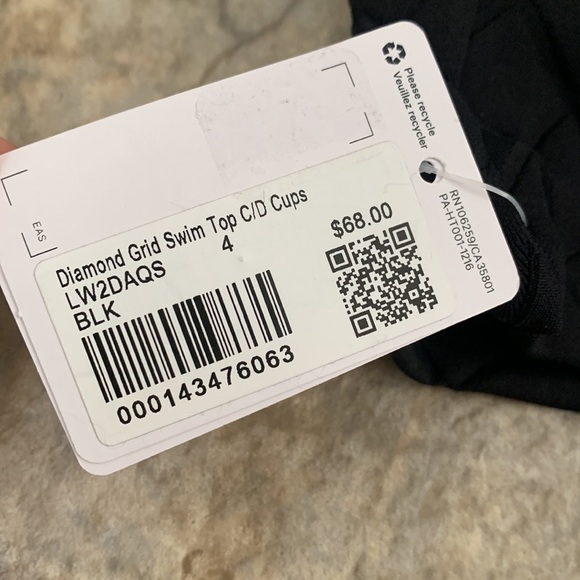 NWT Lululemon Diamond Grid swim top cups C/D black size 4 - Picture 4 of 11